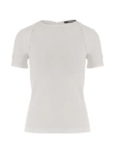 Jacquemus White Ruffle Buttoned T-shirt In White