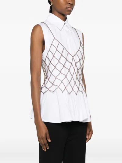 Panicale Beaded-net Top In Neutral