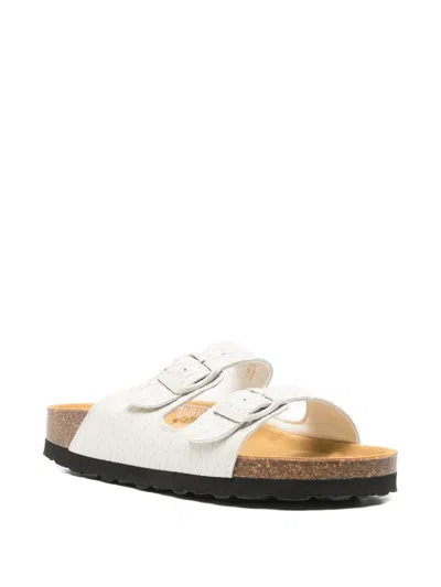 Woolrich Leather Sandals Two Strap Flat Sole In Multi