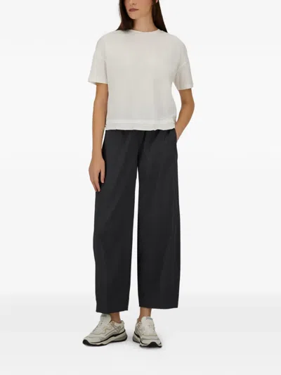 Herno Wool Polyamide Polyester Elasticated-waist Cropped Trousers In Black