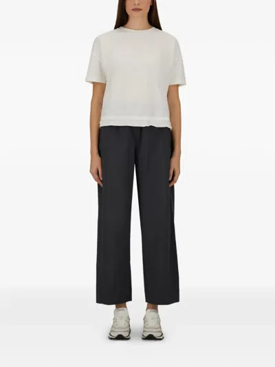 Herno Wool Polyamide Polyester Elasticated-waist Cropped Trousers In Black