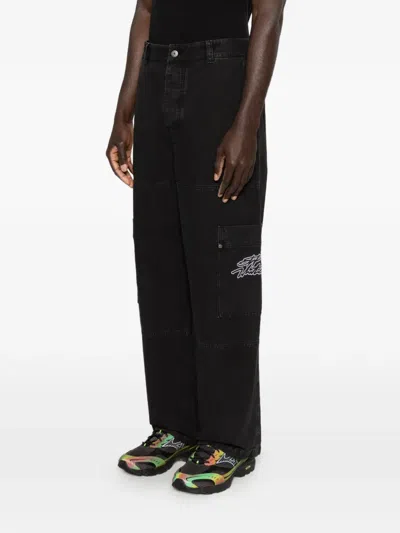 Off-white Cargo-pocket Embroidered Trousers In Black