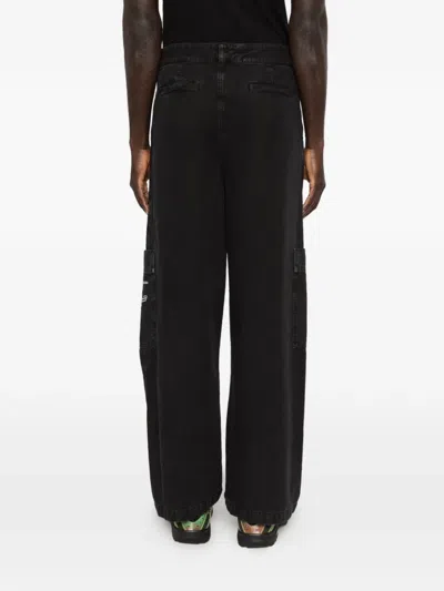 Off-white Cargo-pocket Embroidered Trousers In Black
