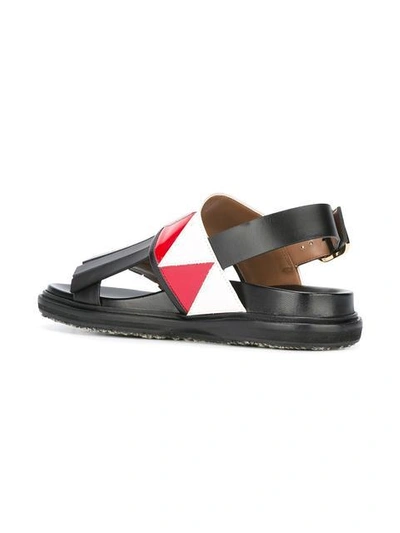 Shop Marni Fringed Fussbett Sandals - Black