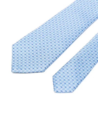 Canali Patterned Tie In Blue