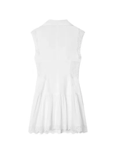 Frame The Embroidered Ramie Button-up Dress In White