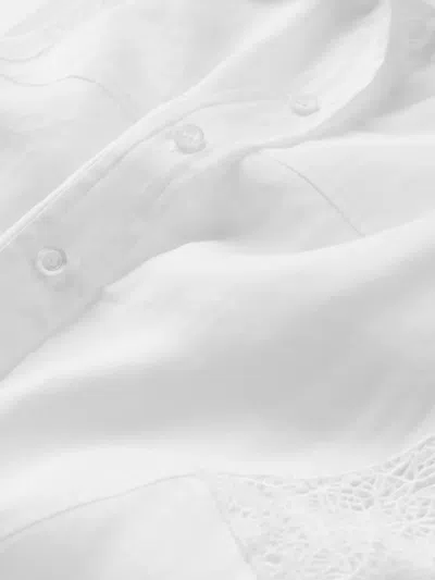 Frame The Embroidered Ramie Button-up Dress In White