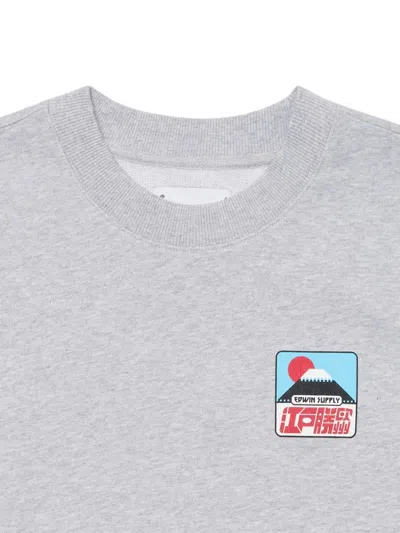 Edwin Ribbed Patch Sweatshirt In Gray