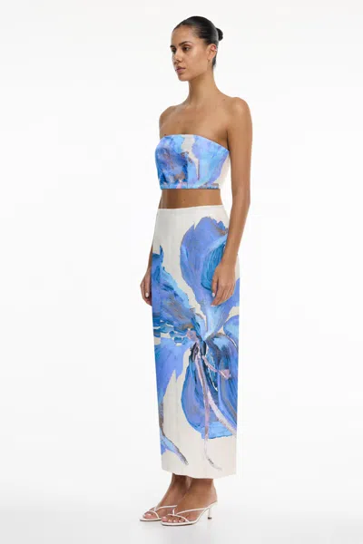 Significant Other Rumi Strapless Top Spliced Bloom In Blue