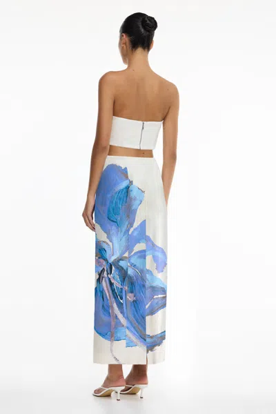 Significant Other Rumi Strapless Top Spliced Bloom In Blue