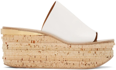 Chloé Chloe White Camille Wedge Mules