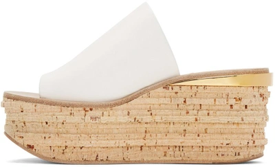 Shop Chloé Chloe White Camille Wedge Mules In Ia101 - White