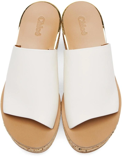 Shop Chloé Chloe White Camille Wedge Mules In Ia101 - White