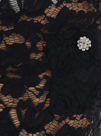 Self-portrait Lace Crystal Embellished Mini Dress In Black