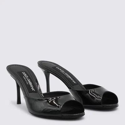 Dolce & Gabbana 75mm Vernice Patent Leather Mule Sandals In Black