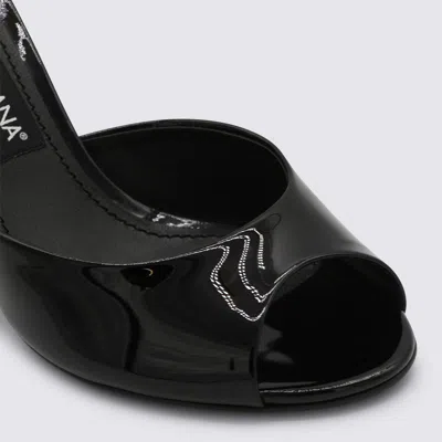 Dolce & Gabbana 75mm Vernice Patent Leather Mule Sandals In Black