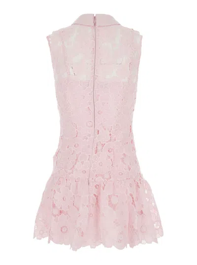 Self-portrait Pink Lace Collared Mini Dress In Multi