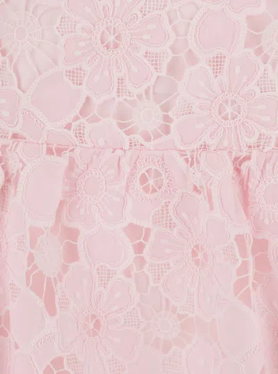 Self-portrait Pink Lace Collared Mini Dress In Multi