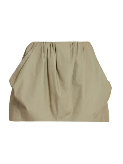 Balmain Cotton Balloon Short Skirt Vert Pale In Neutral