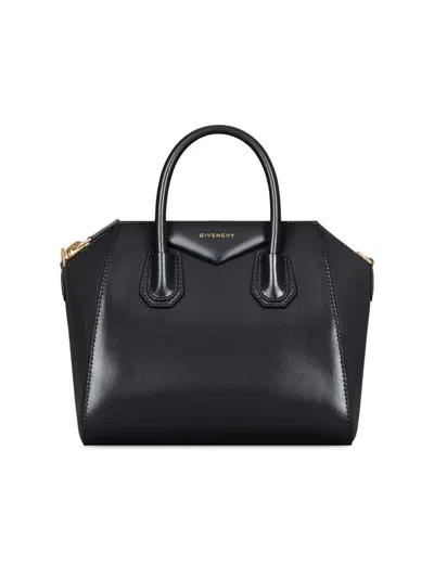 Givenchy Antigona Small Black Handbag With Laminated Logo In Hammered Leather Woman In Black