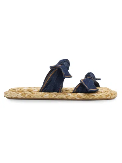 Zimmermann Carousel Bow-detail Woven-sole Flat Sandals In Blue