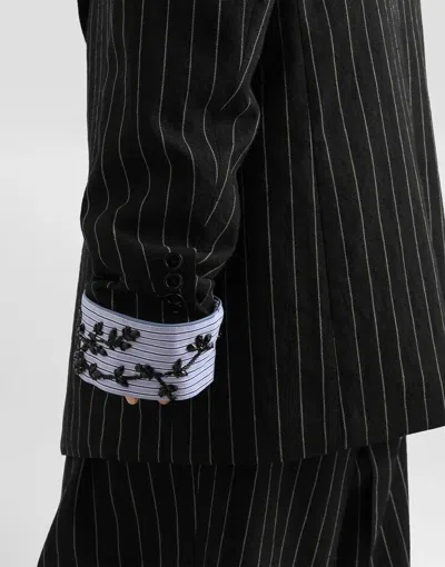 Dolce & Gabbana Striped Buttoned Blazer In Multi