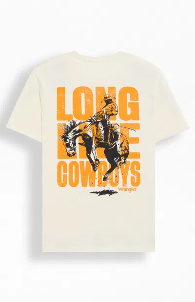 Wrangler Long Live Cowboys Back Graphic T-shirt In Antique White