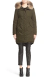 Moncler 'evanthia' Down Cotton Jacket With Removable Genuine Fox Fur Trim In Olive