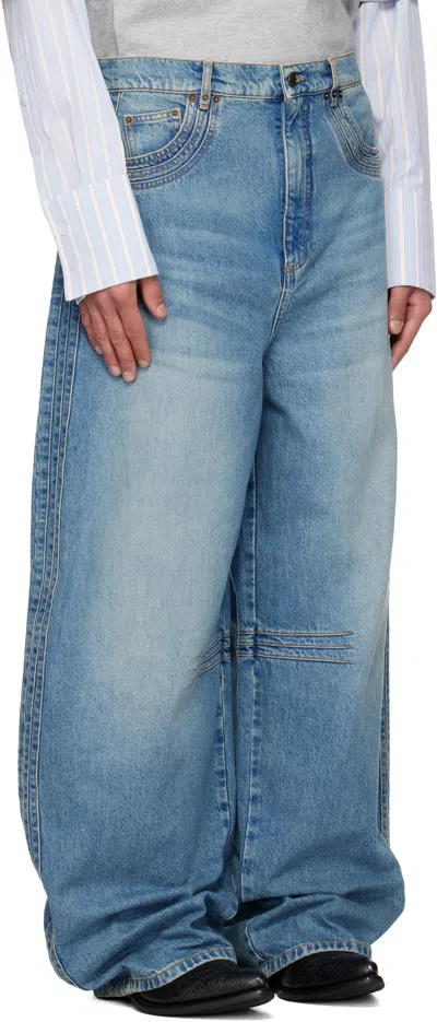 Egonlab Overscaled Belt Loop Jeans In Blue