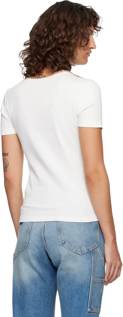 Burberry Stephanie Tartan-trimmed Stretch-cotton Jersey T-shirt In White