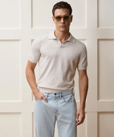Todd Snyder Italian Cotton Montauk Sweater Polo In Beige In Gray