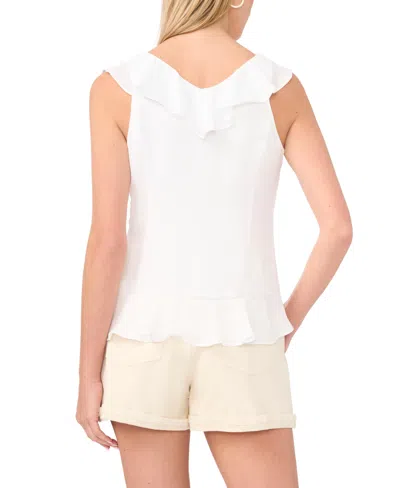 1.state V Neck Ruffle Front Top In White