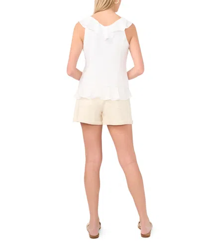 1.state V Neck Ruffle Front Top In White
