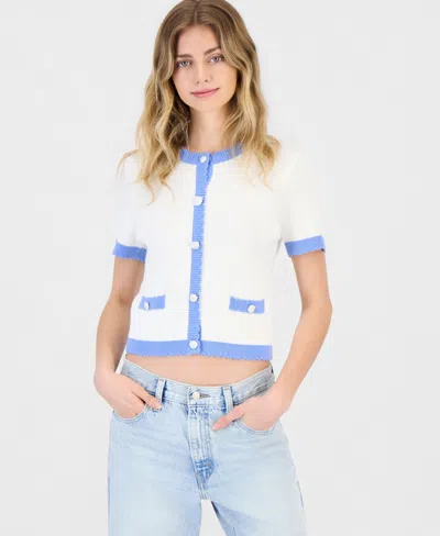 French Connection Bennet Rib Knit Short-sleeve Sweater In White
