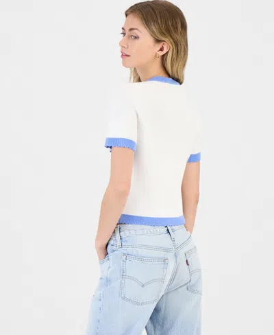 French Connection Bennet Rib Knit Short-sleeve Sweater In White