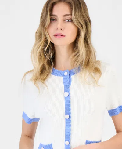 French Connection Bennet Rib Knit Short-sleeve Sweater In White