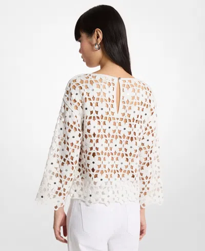 Michael Kors Floral-crochet Mirror-embellished Top In Neutral