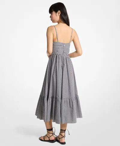 Michael Kors Gingham Cotton Midi Dress In Black