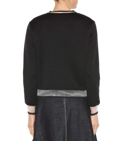 Shop Fendi Leather And Fur-embellished Sweatshirt In Llack