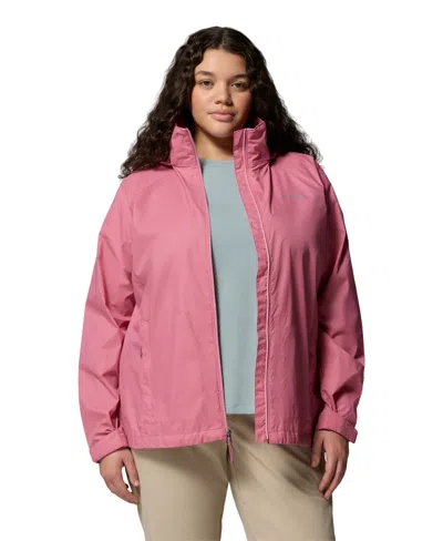 Columbia Plus Size Lightweight Rain Shell Jacket In Pink