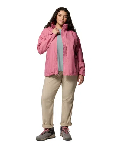 Columbia Plus Size Lightweight Rain Shell Jacket In Pink