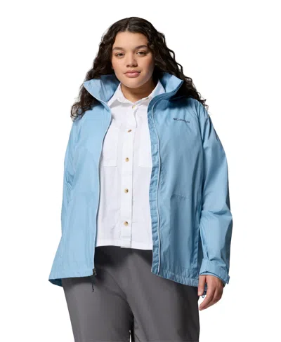 Columbia Plus Size Lightweight Rain Shell Jacket In Blue