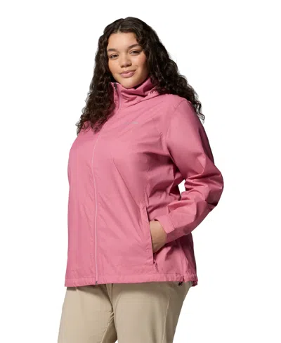 Columbia Plus Size Lightweight Rain Shell Jacket In Pink