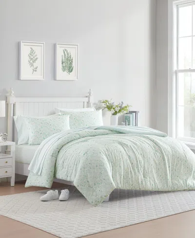 Laura Ashley Quartet Washed Microfiber 7-pc. Comforter Set, King In Green