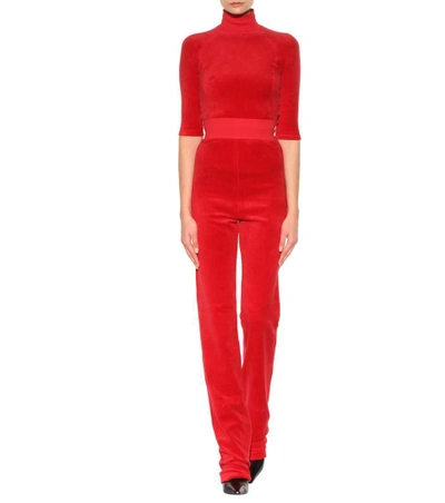 Shop Vetements X Juicy Couture Velour Top In Red