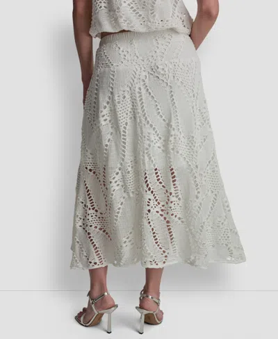Dkny Crochet Leaf Midi Skirt In Gray