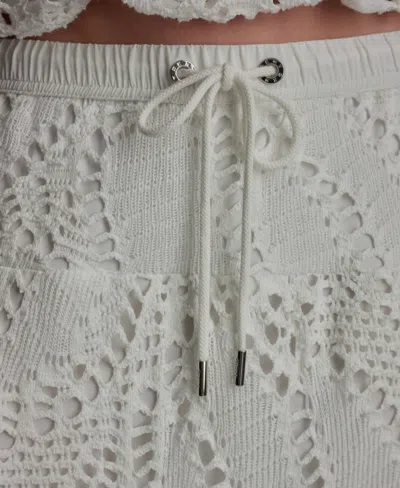 Dkny Crochet Leaf Midi Skirt In Gray