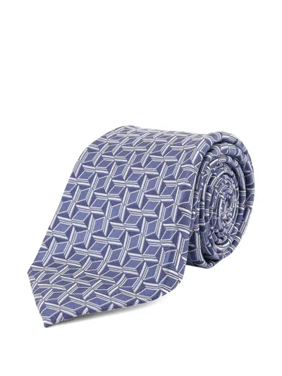 Kiton Geometric-pattern Tie In Blue