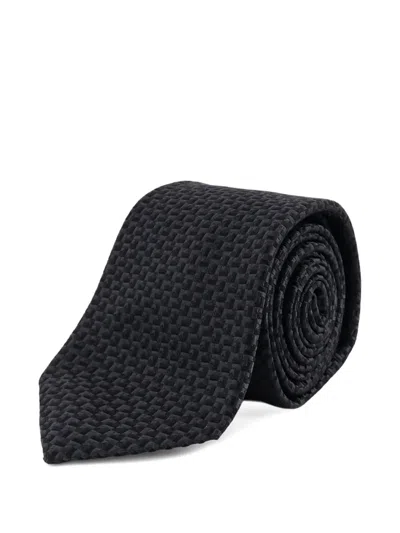 Kiton Geometric-pattern Tie In Black