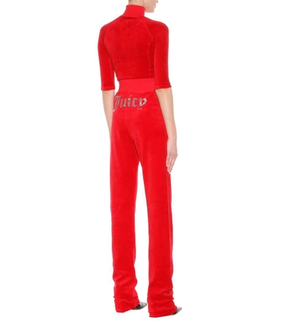 Shop Vetements X Juicy Couture Velour Track Pants In Red